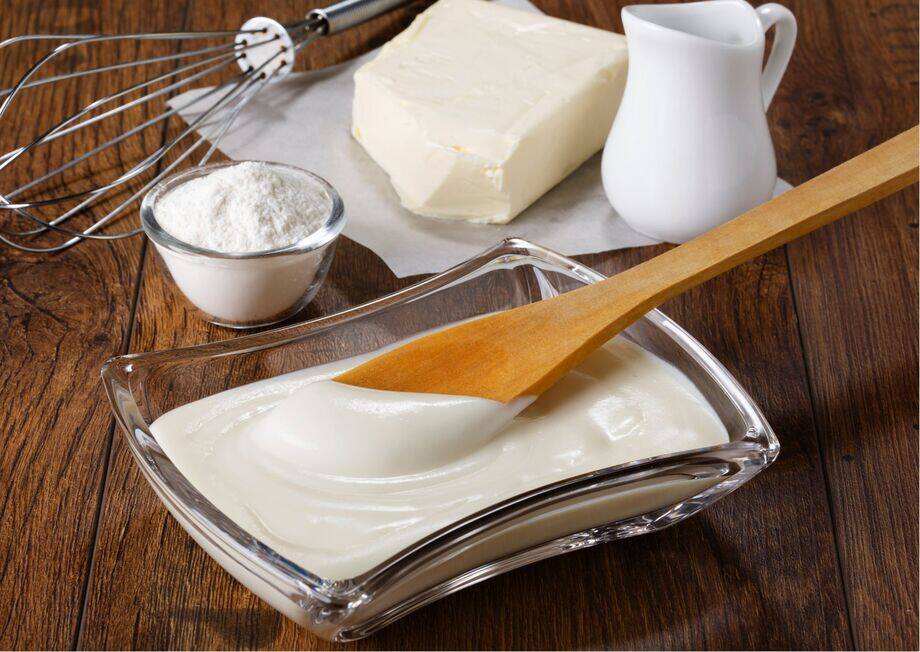 Bechamel  is a creamy white sauce made with flour, milk and butter or oil and has a unique flavor.