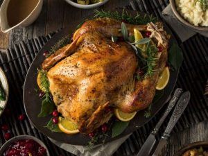 Thanks giving Stuffed Turkey with Date Cake and Almonds