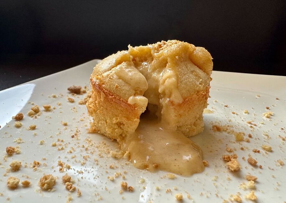 The creamy, gluten-free Goat Cheese Coulant, a distinctive treat for cheese lovers and gluten-free diners.