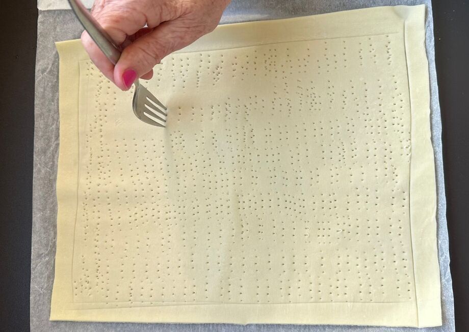 Crucial step: Prick the center with a fork.