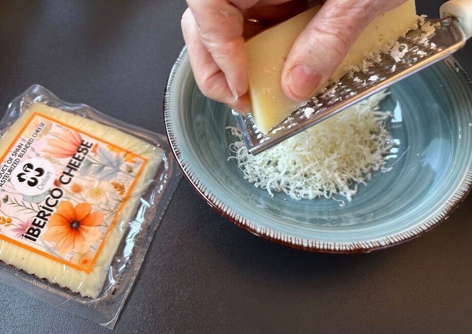 Flan with Deliart Iberico cheese is a gourmet delight.
