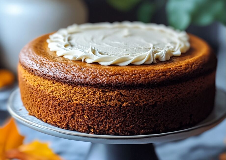 Autumn-inspired Marcona Almond Pumpkin Cake combines elegance and warmth.