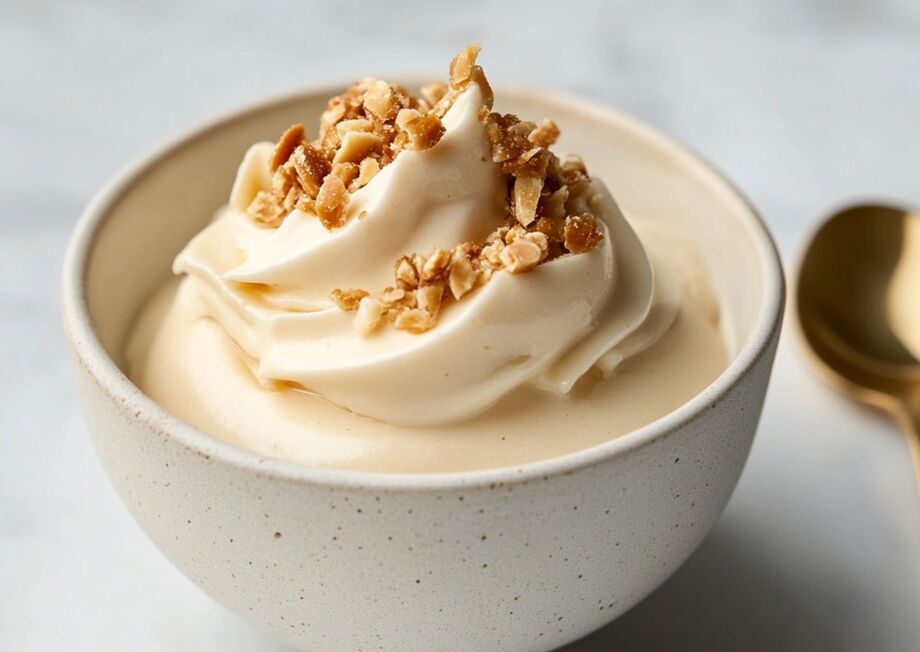 Top your Mousse de Turron with caramelized almonds for a crunchy finish.