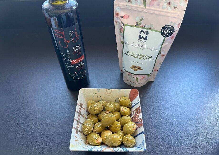 Enjoy the perfect bite with almond stuffed olives.