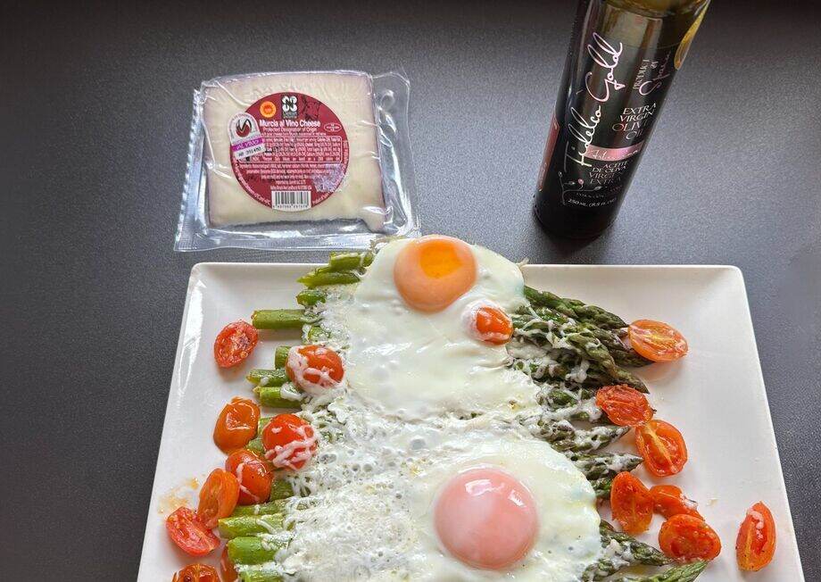 A seasonal favorite with eggs, cherry tomatoes, and cheese.
