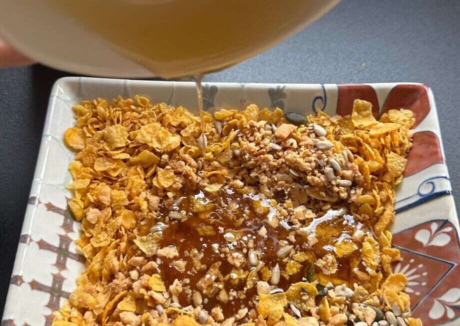 Gradually mix in the honey until the ingredients come together into a cohesive dough.