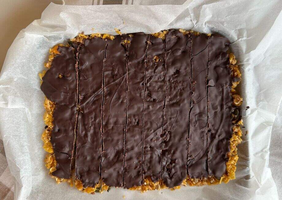 After chilling for a couple of hours, simply cut the mixture into bars or squares—any size you prefer.