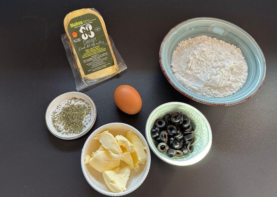 Olives and herbs meet cheese crackers.