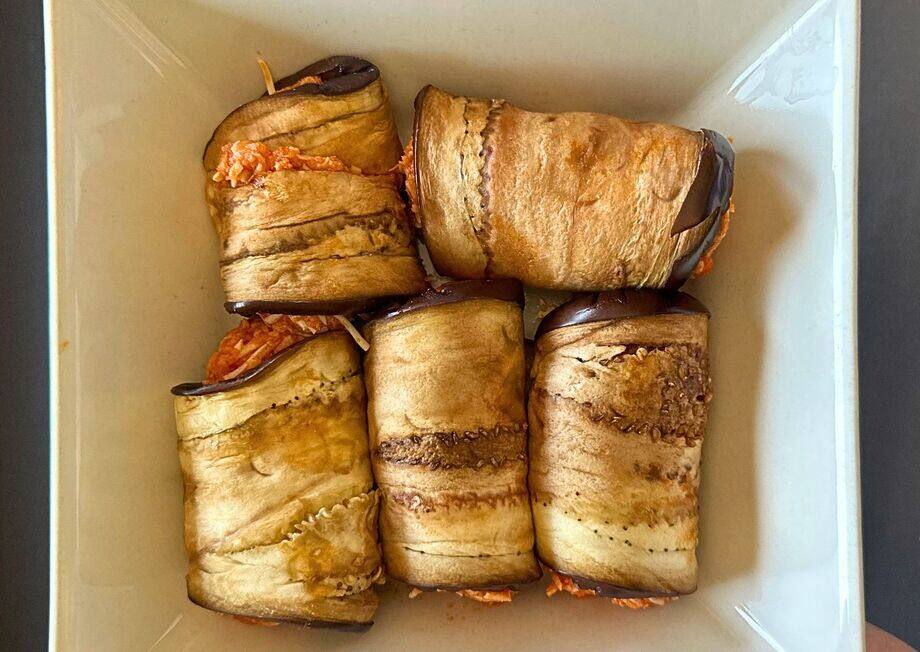 Impress your guests with these Mediterranean-style eggplant rolls.