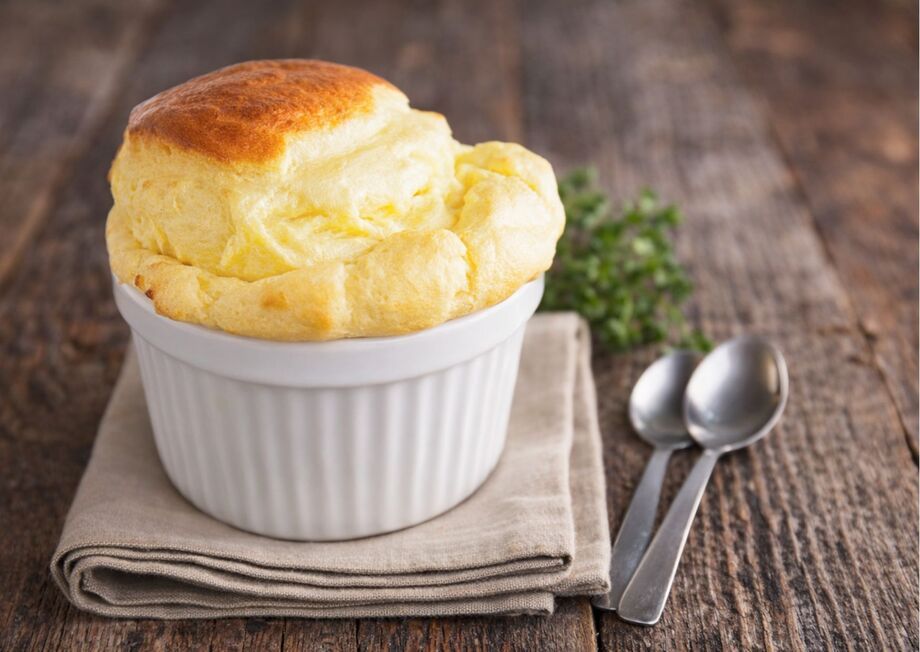 A classic cheese soufflé elevated with the rich flavor of Mahón cheese.
