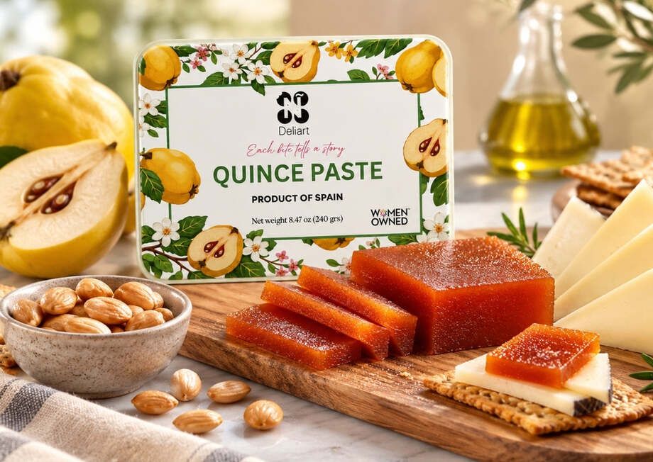 Mediterranean cheese platter with quince paste